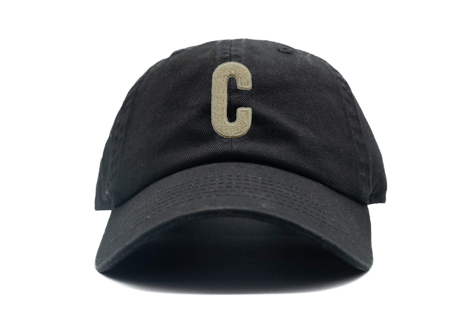 Cream Terry Letter Patch Baseball Hat