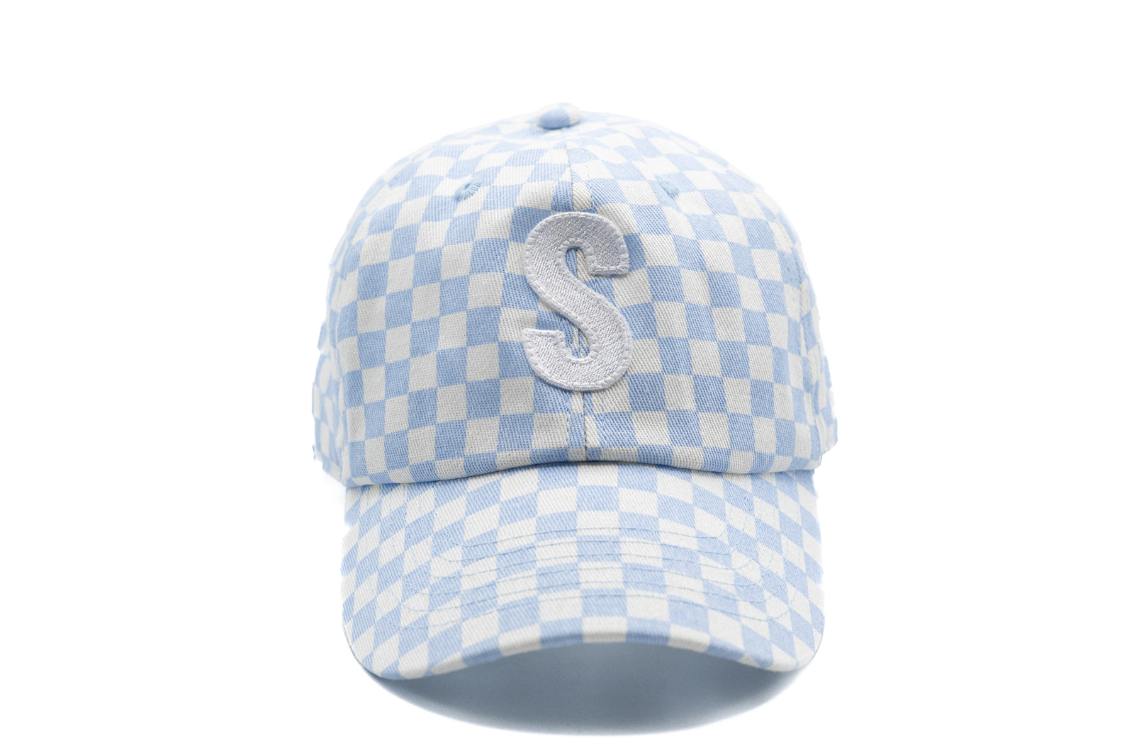 Blue Checker Letter Baseball Hat