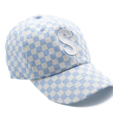 Blue Checker Letter Baseball Hat