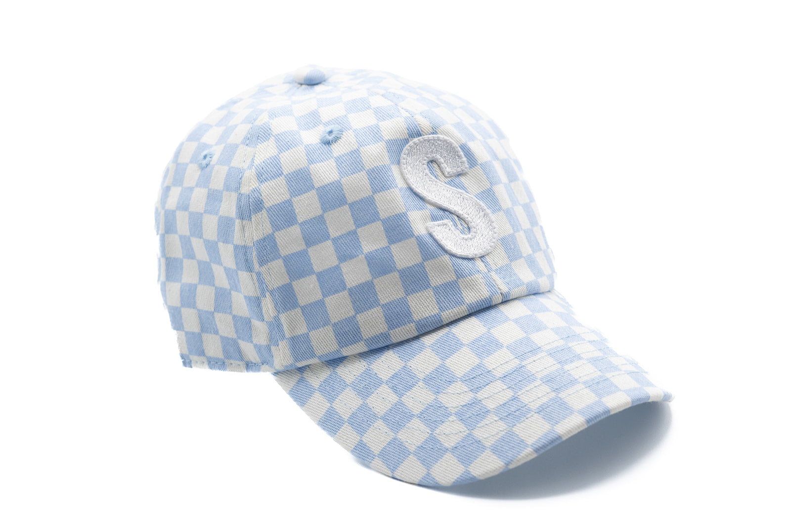 Blue Checker Letter Baseball Hat