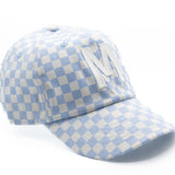Blue Checker Letter Baseball Hat