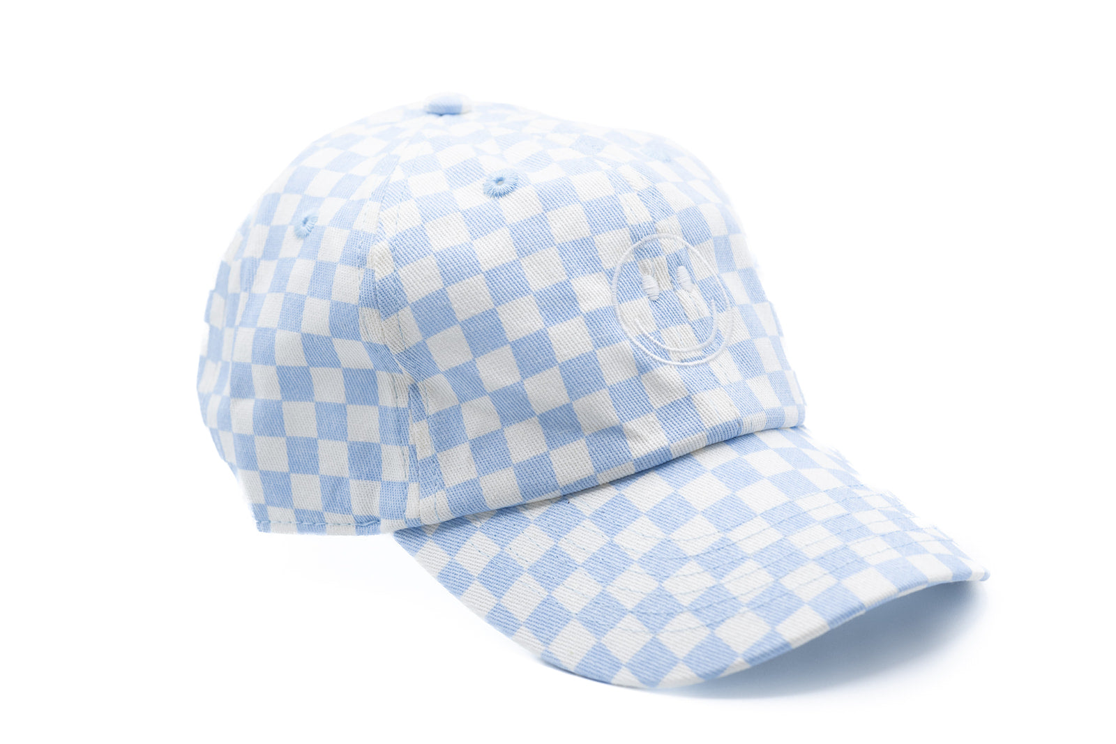 Blue Checker Smiley Face Hat