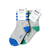 Heather Grey & Green Stripe Socks
