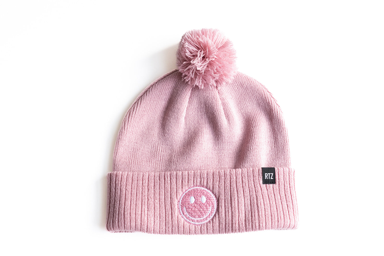 Pink Smiley Pom Pom Hat