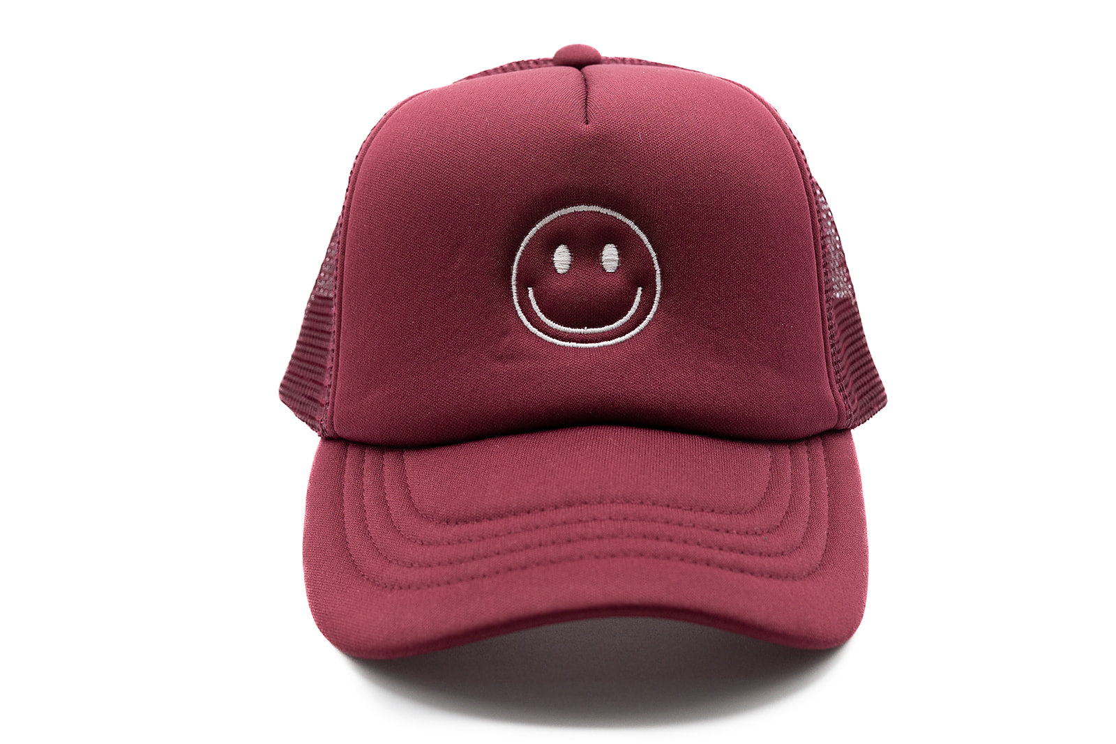 Burgundy Foam Trucker Smiley Hat