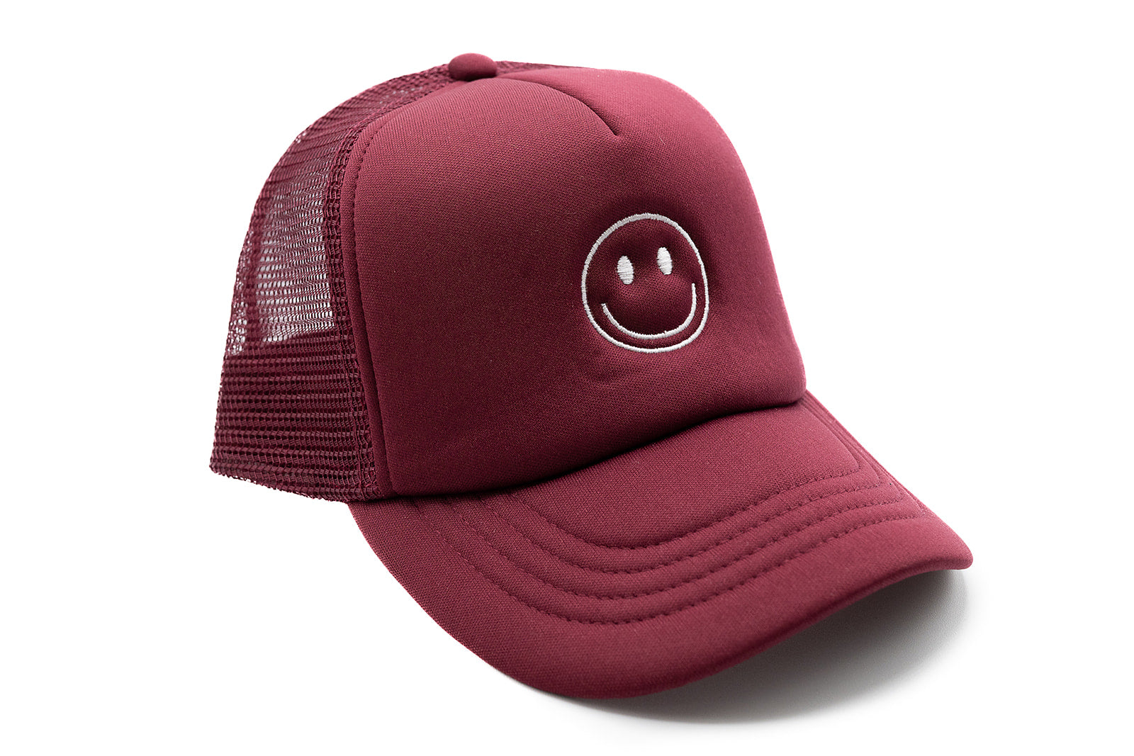 Burgundy Foam Trucker Smiley Hat
