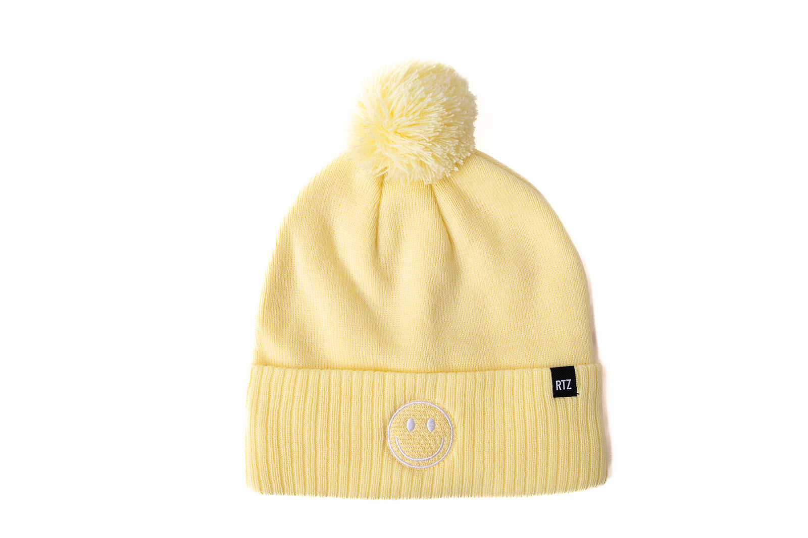 Butter Smiley Pom Pom Hat
