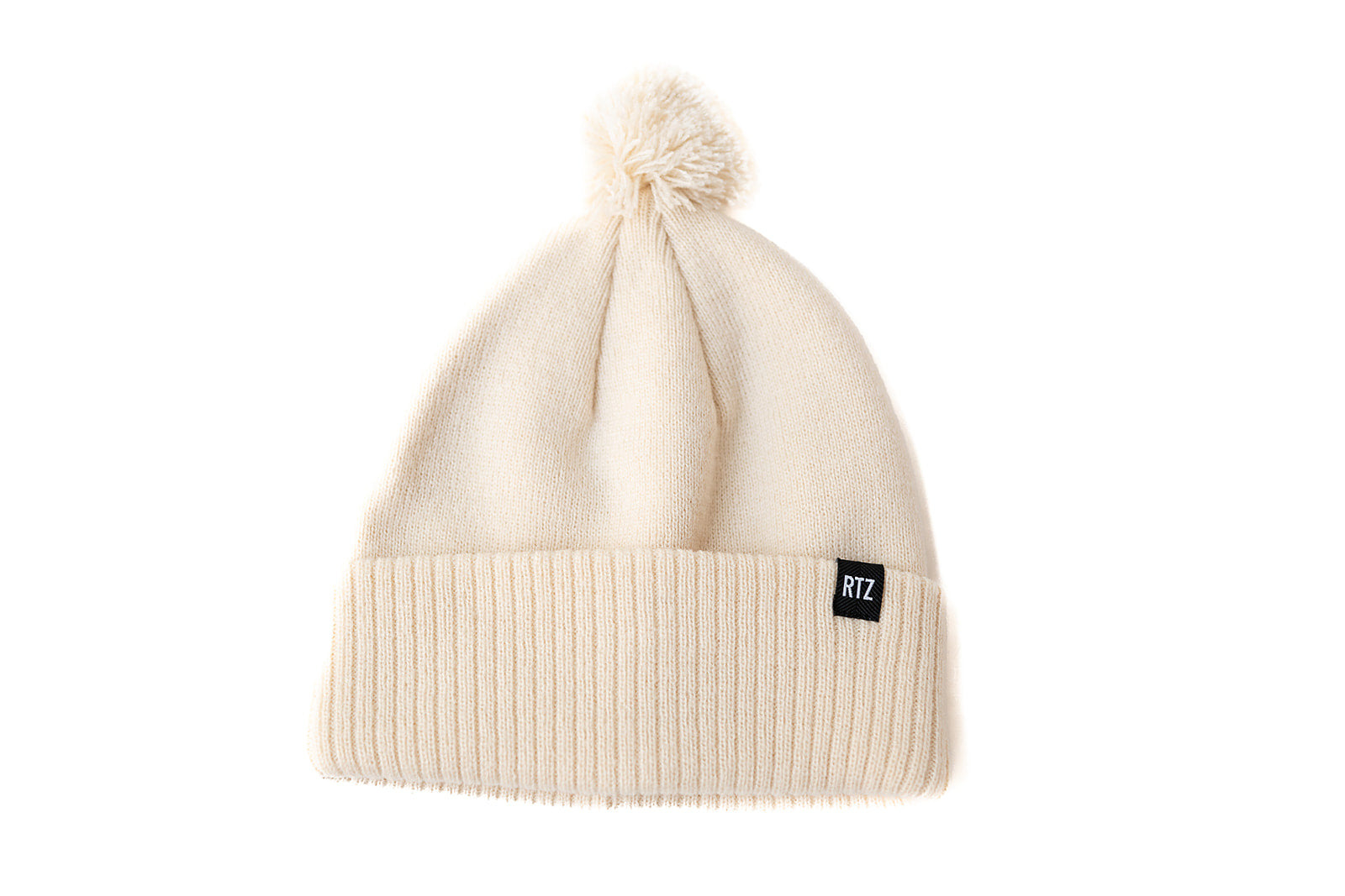 Vanilla Smiley Pom Pom Hat