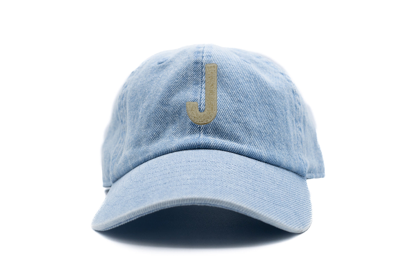 Cream Terry Letter Patch Baseball Hat