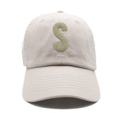 Cream Terry Letter Patch Baseball Hat
