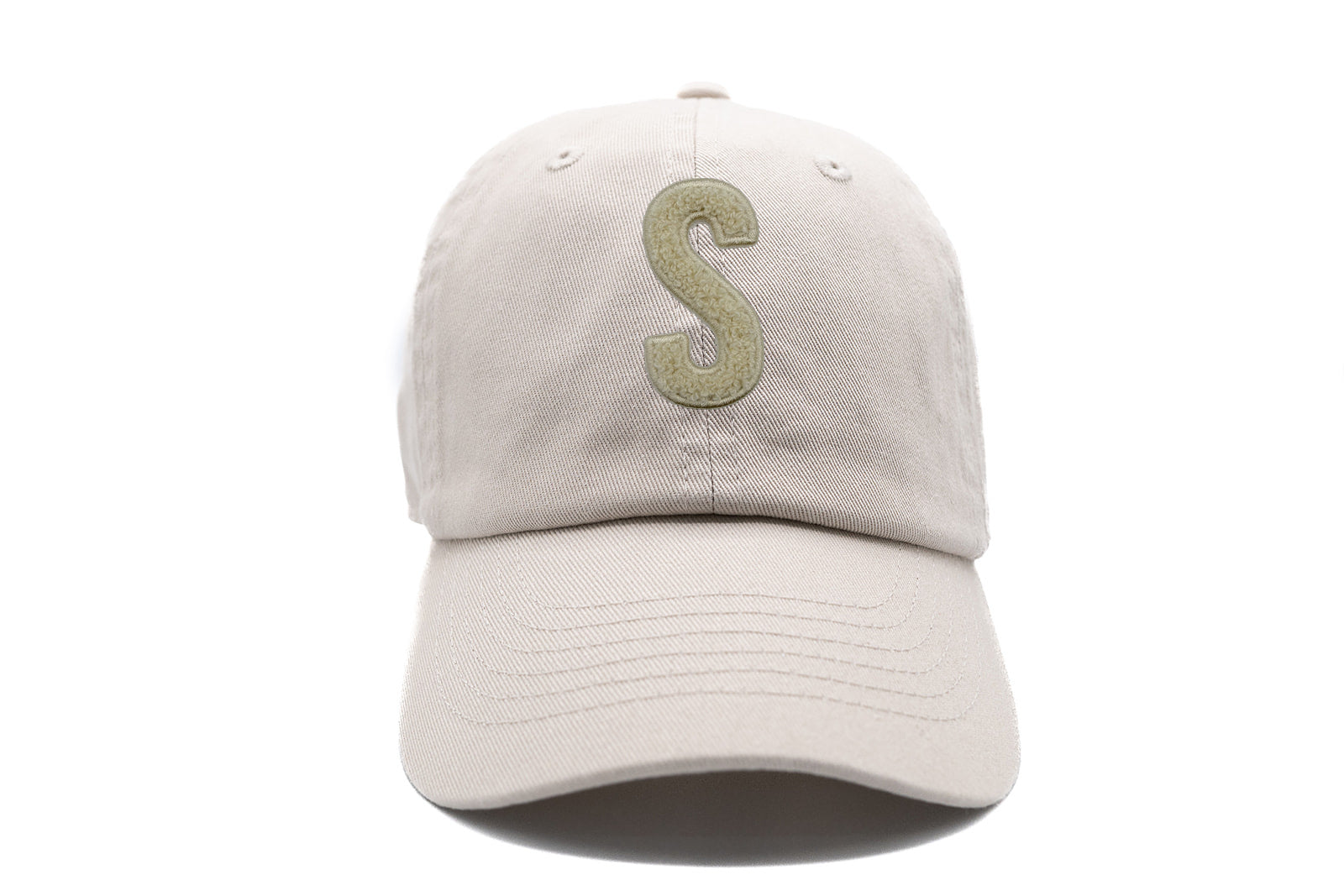 Cream Terry Letter Patch Baseball Hat