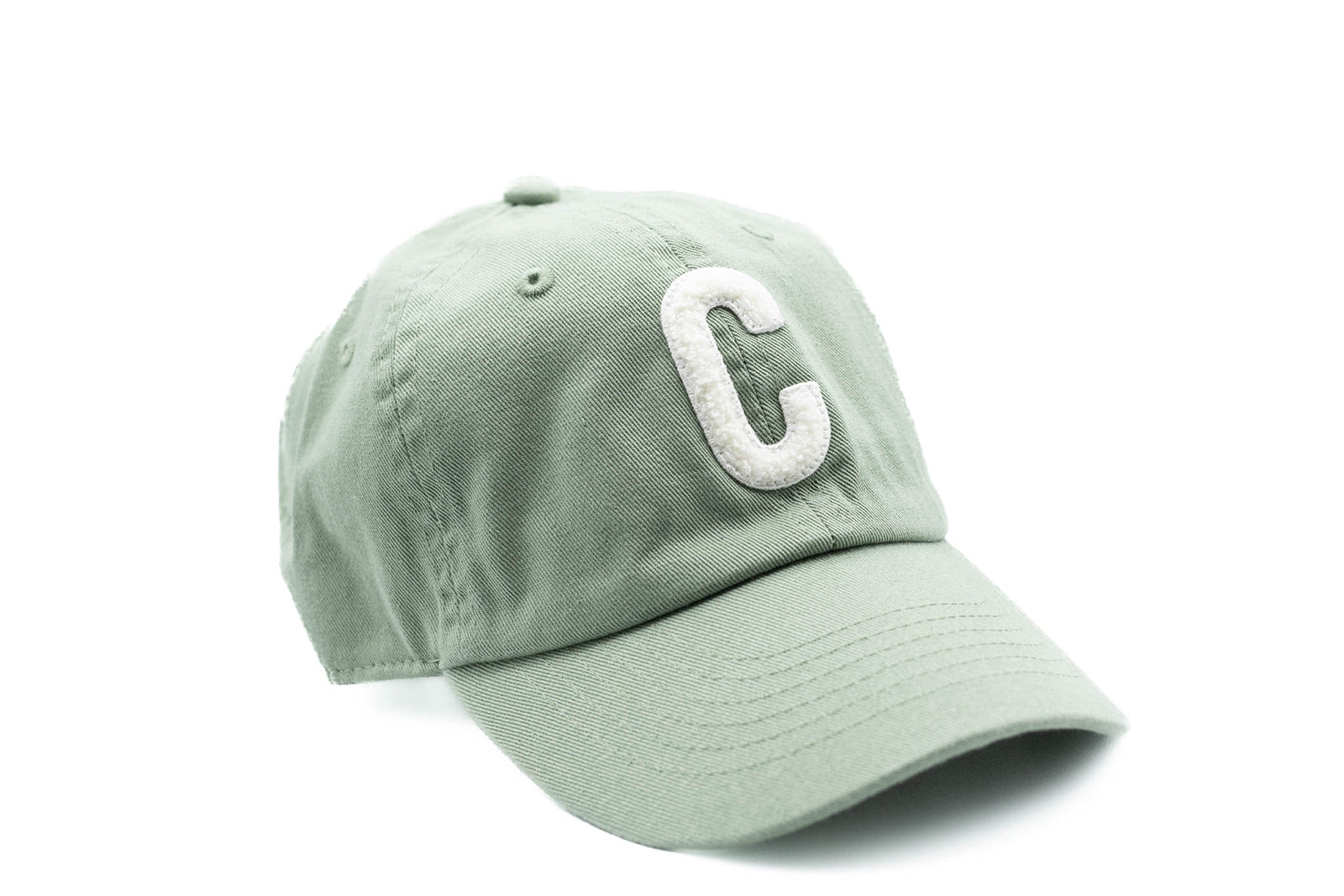 Dusty Sage Hat + White Terry Letter