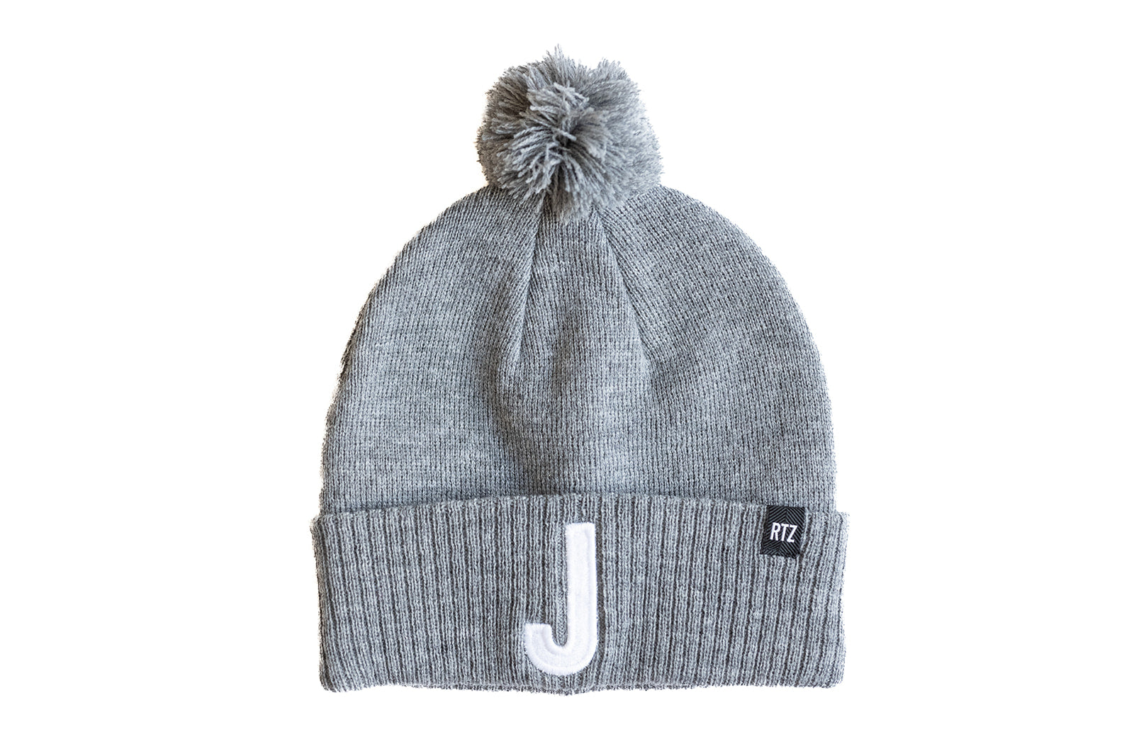 Heather Grey Letter Pom Pom Hat