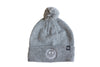 Heather Grey Smiley Pom Pom Hat