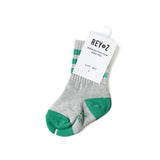 Heather Grey & Green Stripe Socks