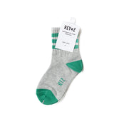 Heather Grey & Green Stripe Socks
