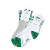 Heather Grey & Green Stripe Socks