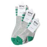 Heather Grey & Green Stripe Socks