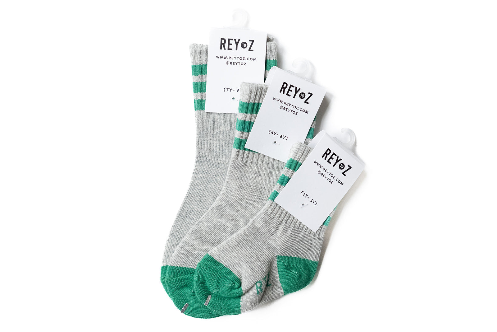 Heather Grey & Green Stripe Socks