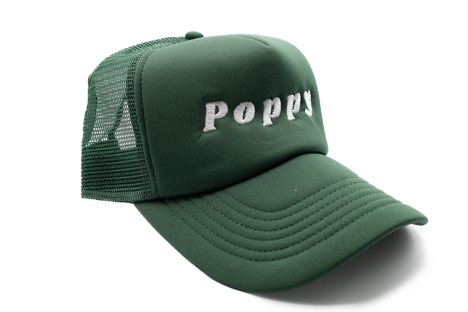 Dark Green Foam Trucker Poppy Hat