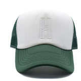 Dark Green & White Letter Trucker Hat