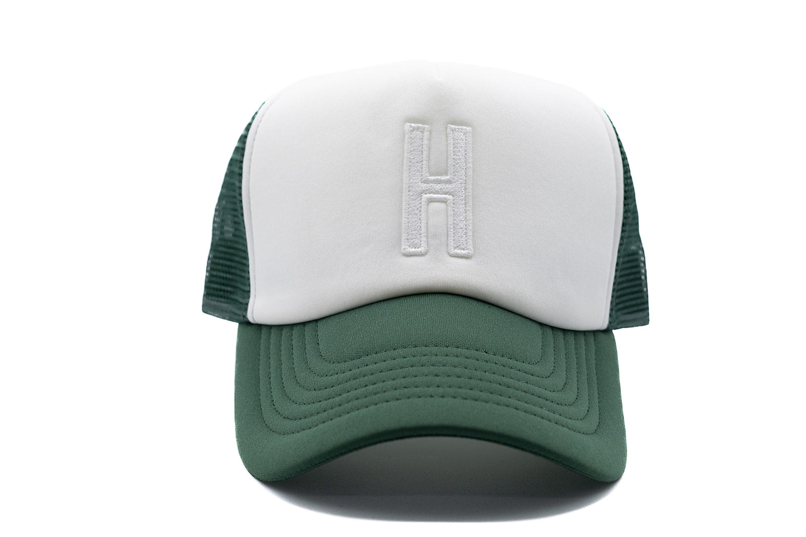 Dark Green & White Foam Letter Trucker Hat