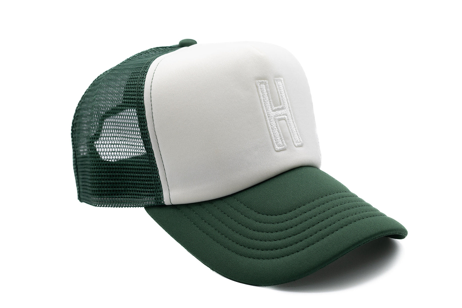 Dark Green & White Foam Letter Trucker Hat