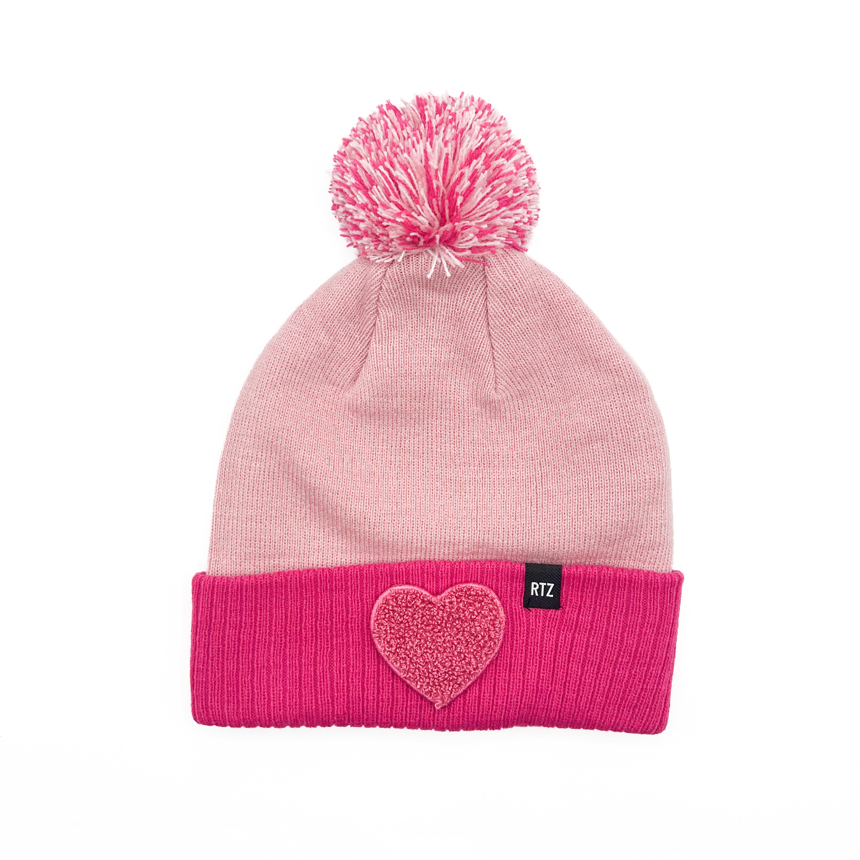 Terry Heart Patch Pom Pom Hat
