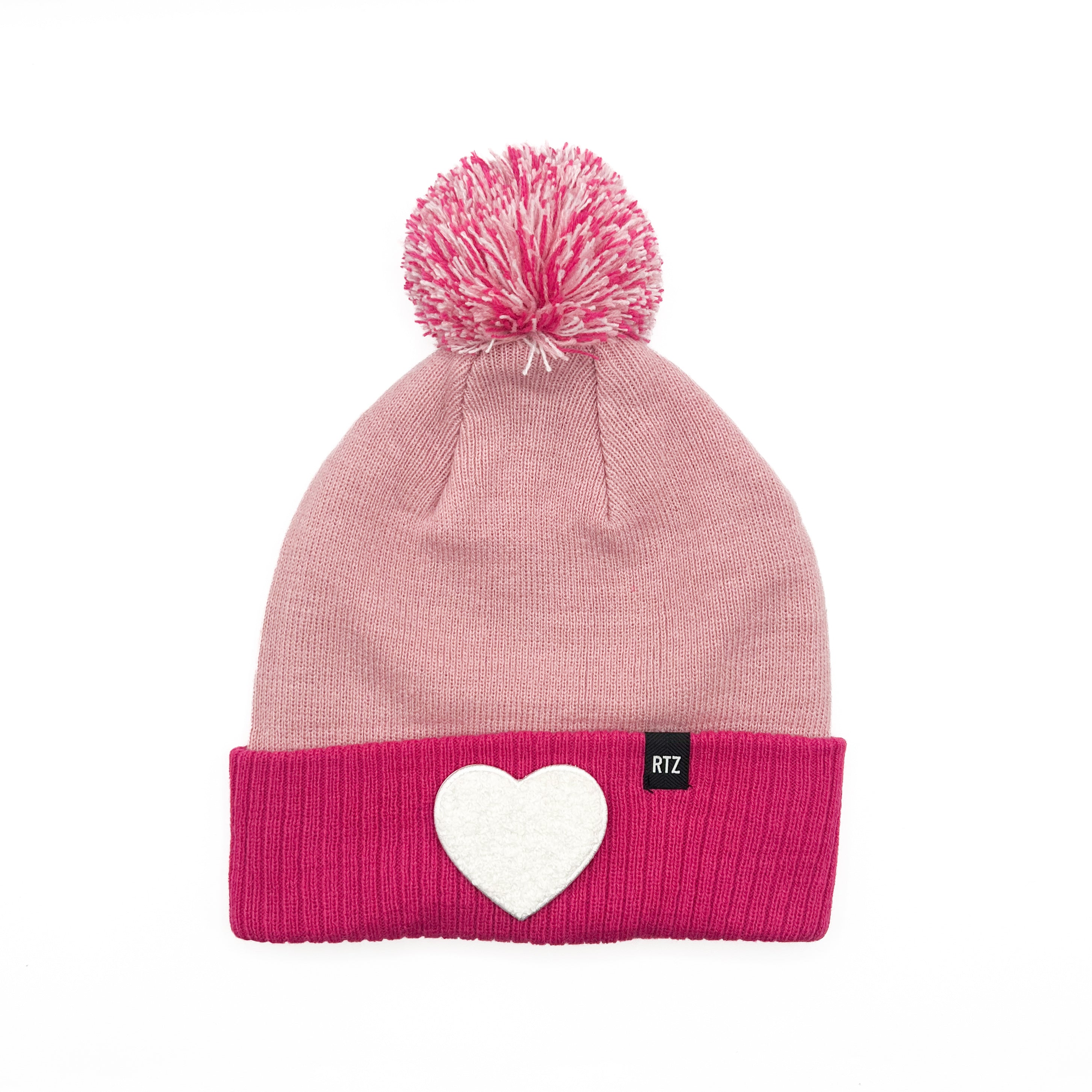 Terry Heart Patch Pom Pom Hat