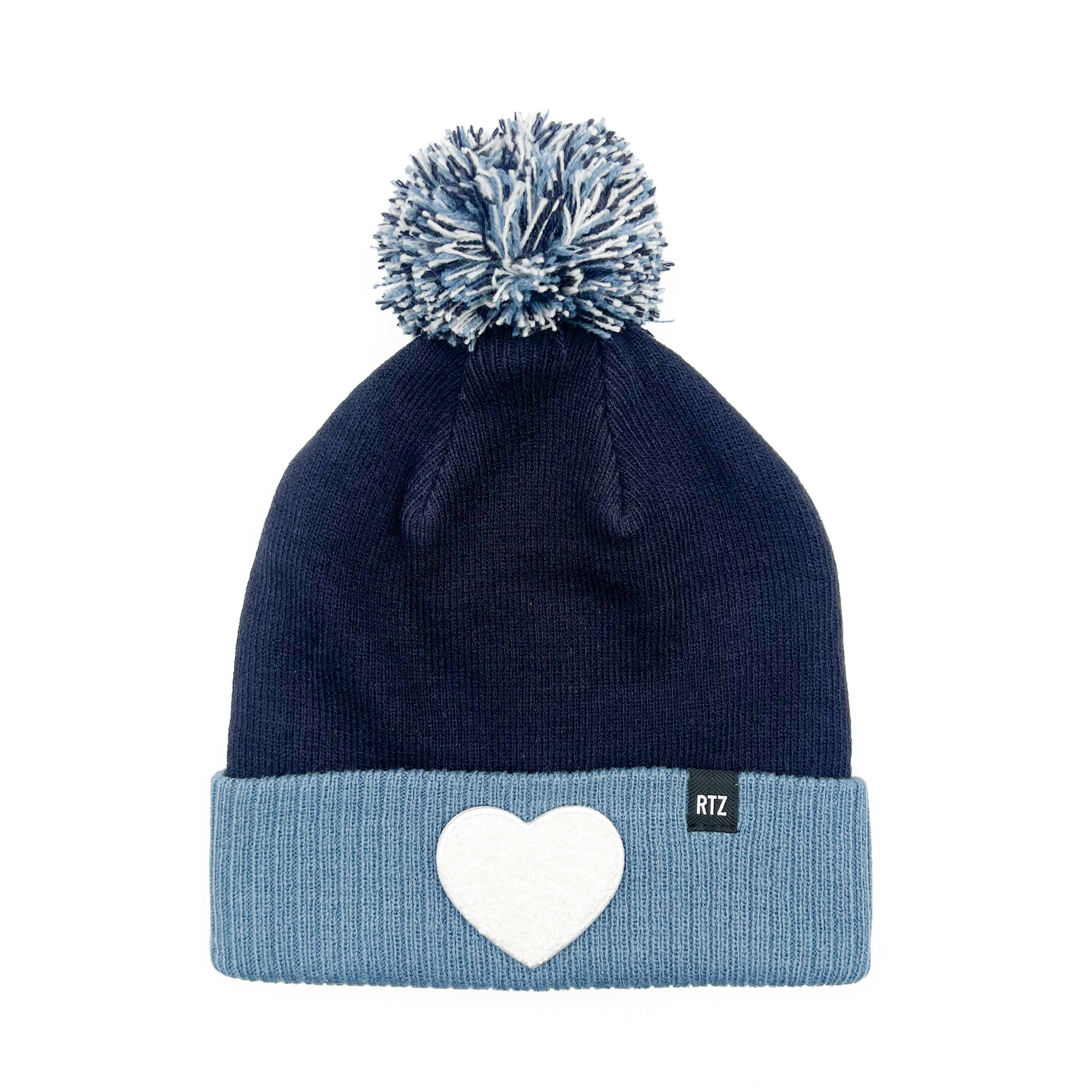 Terry Heart Patch Pom Pom Hat