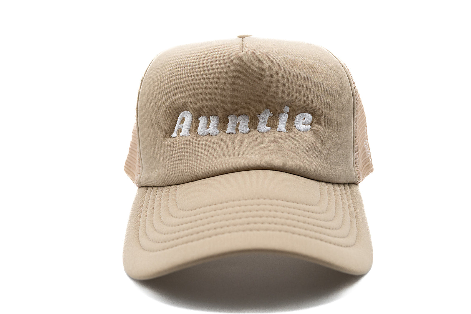 Khaki Foam Trucker Auntie Hat
