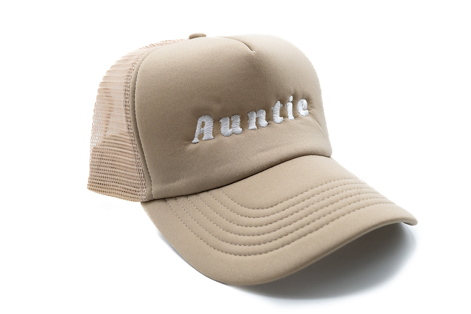 Khaki Foam Trucker Auntie Hat