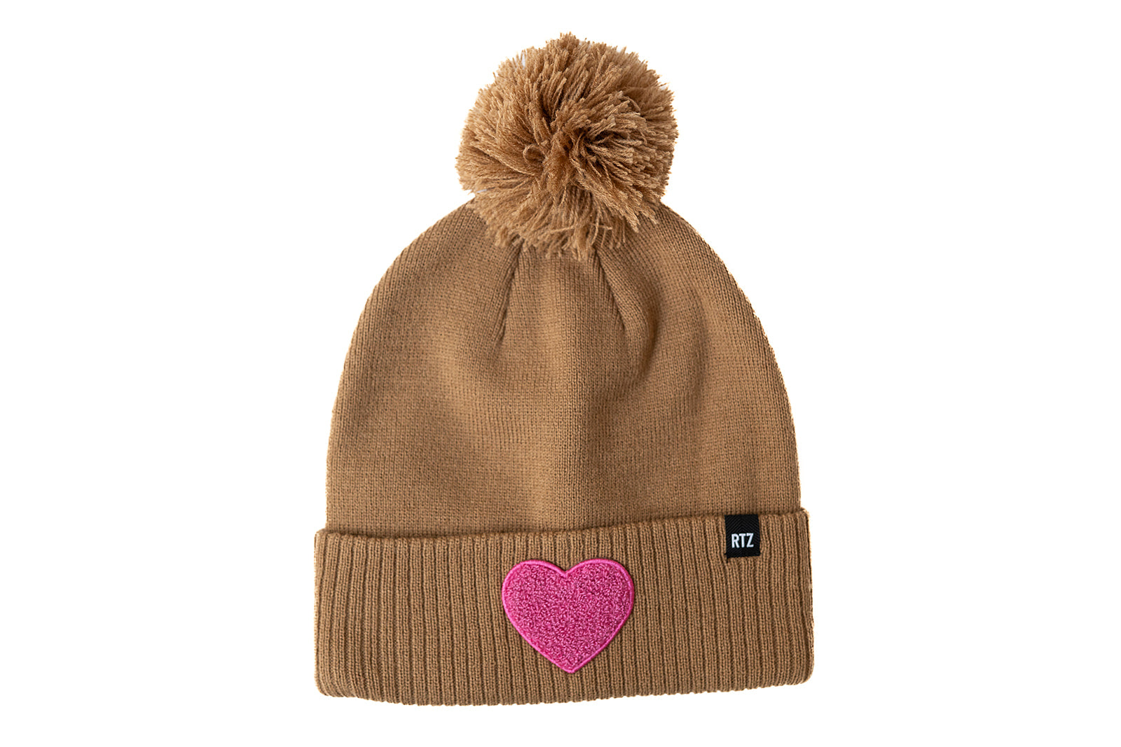 Terry Heart Patch Pom Pom Hat