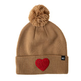 Terry Heart Patch Pom Pom Hat