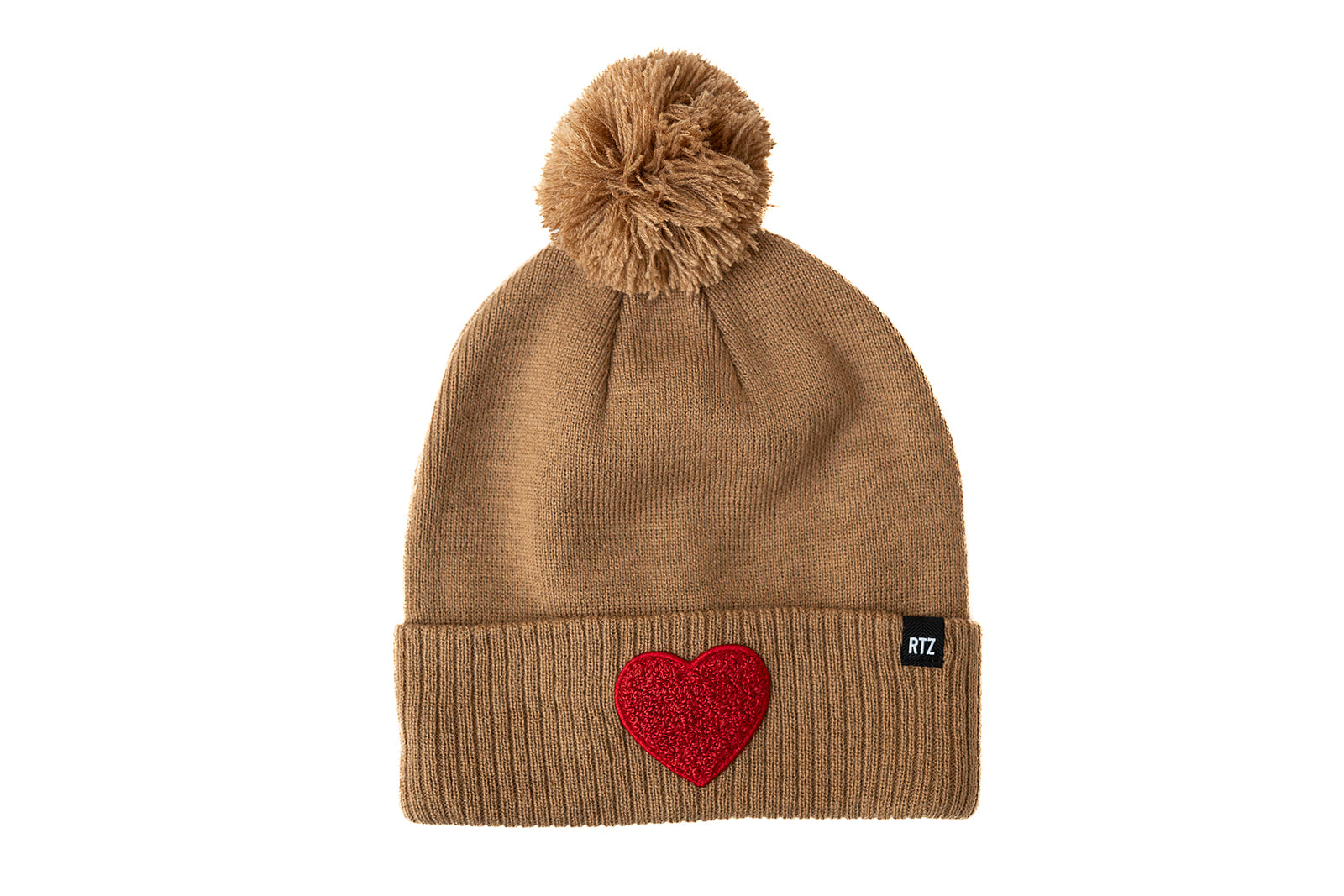Terry Heart Patch Pom Pom Hat