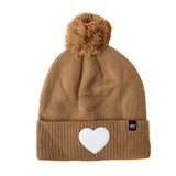 Terry Heart Patch Pom Pom Hat