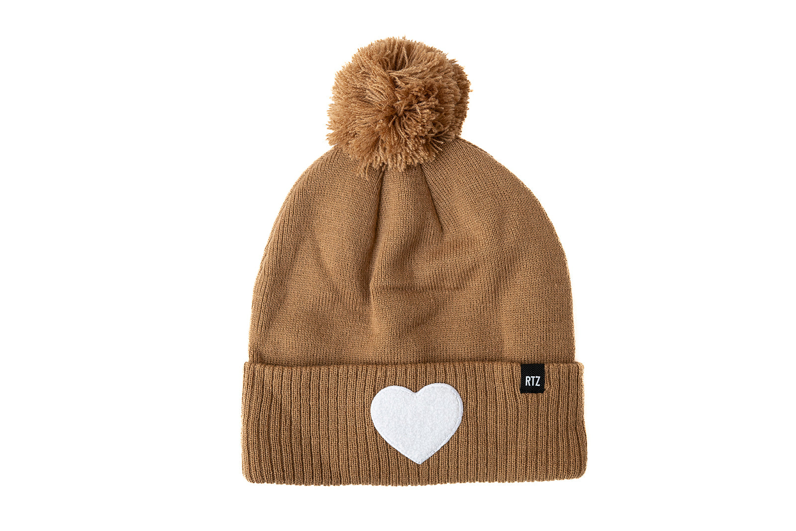 Terry Heart Patch Pom Pom Hat