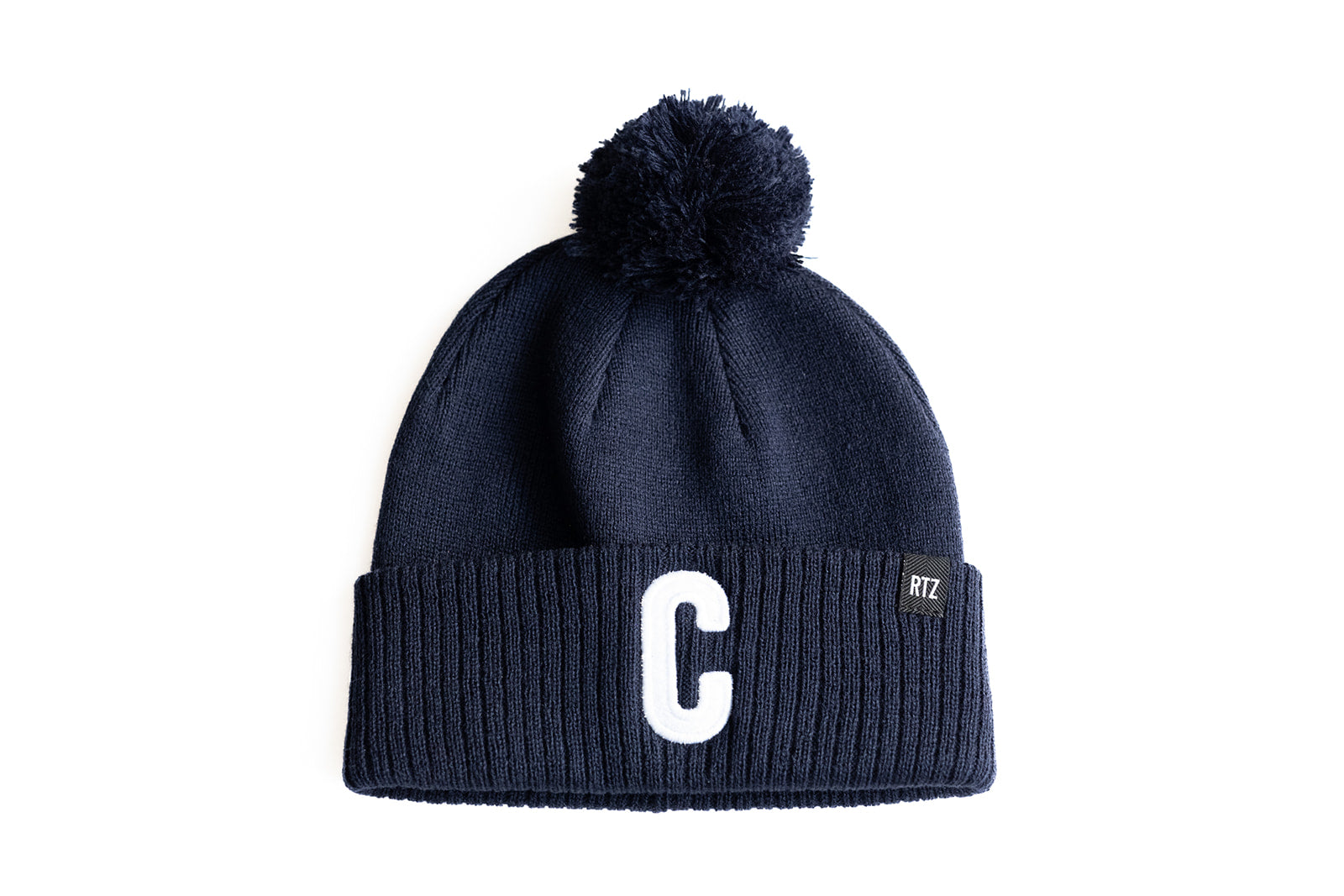 Navy Letter Pom Pom Hat