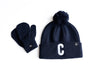 Navy Smiley Pom Pom Hat
