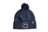 Navy Smiley Pom Pom Hat