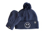 Navy Smiley Pom Pom Hat