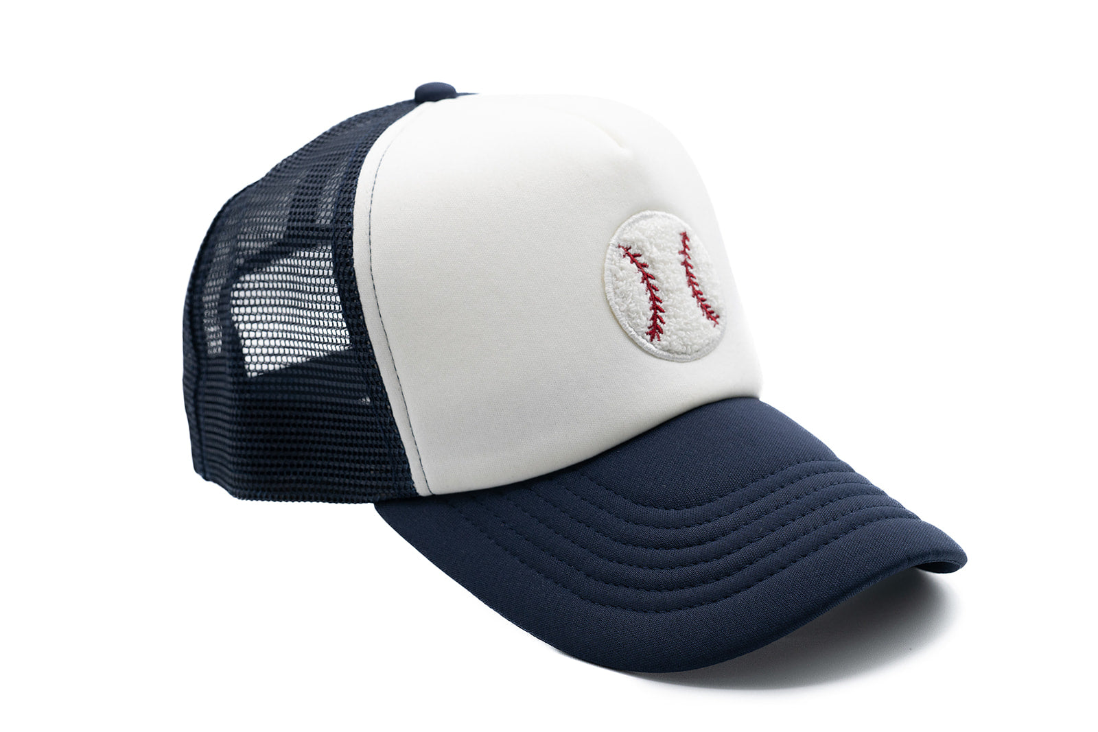 Navy & White Foam Trucker Terry Baseball Hat