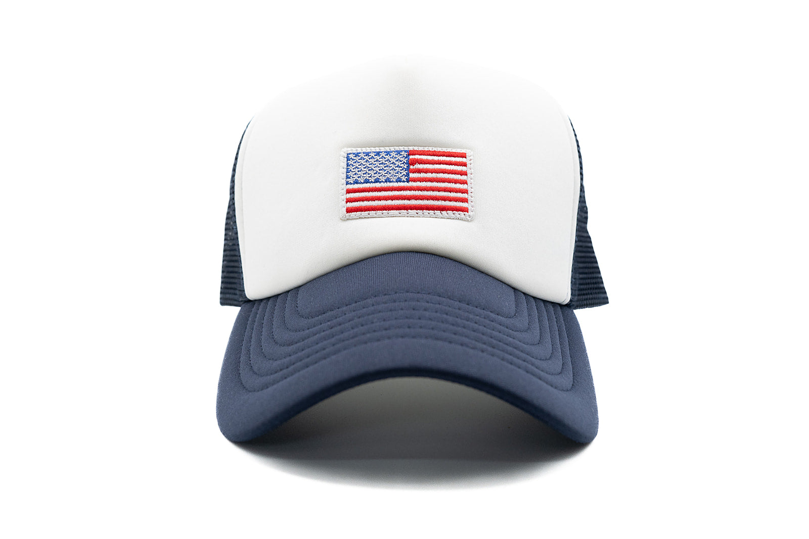 Navy & White Foam Trucker Flag Hat