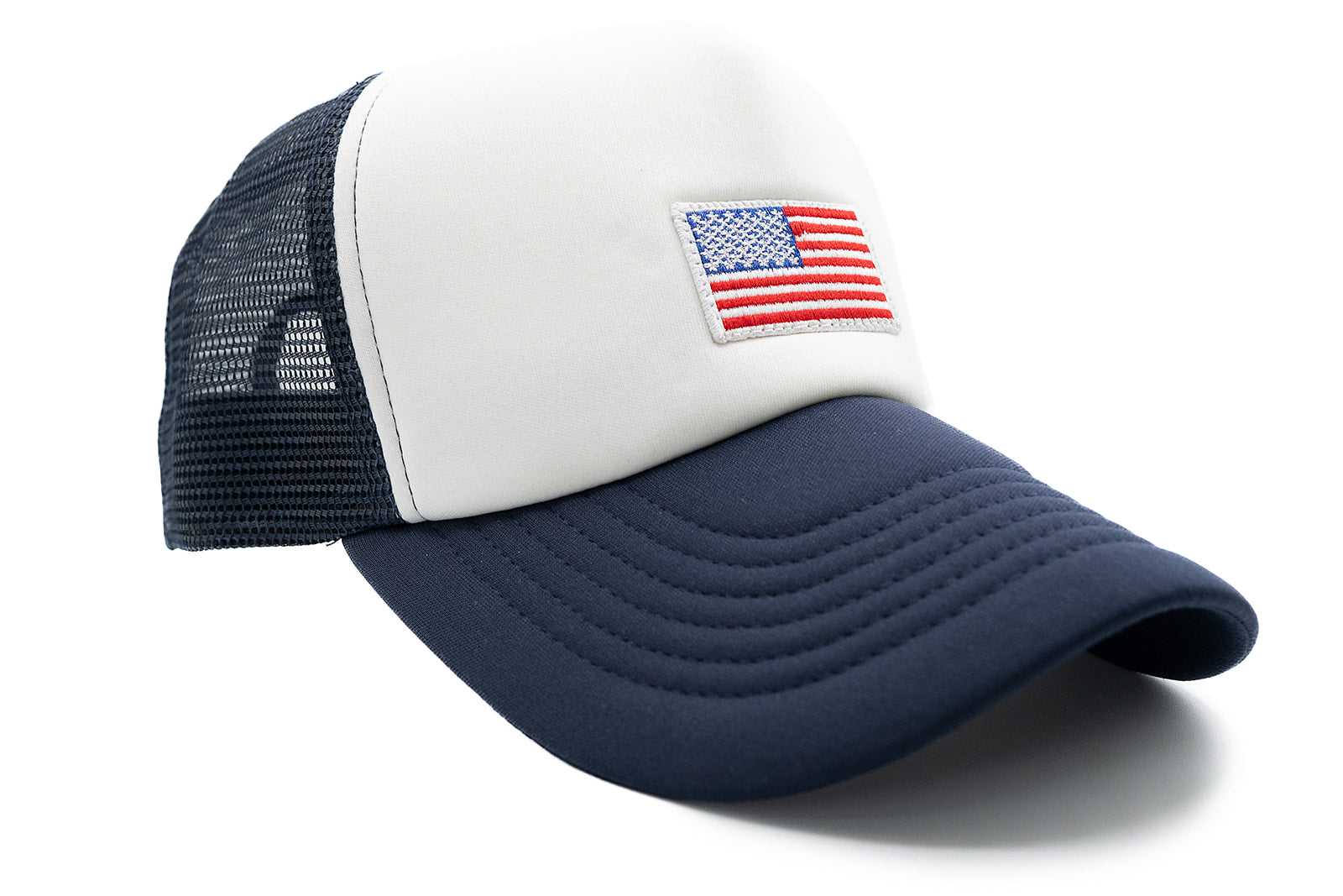 Navy & White Foam Trucker Flag Hat