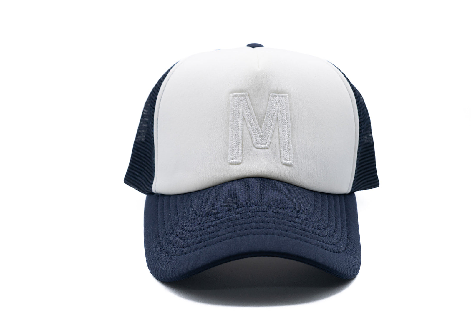 Navy & White Foam Letter Trucker Hat