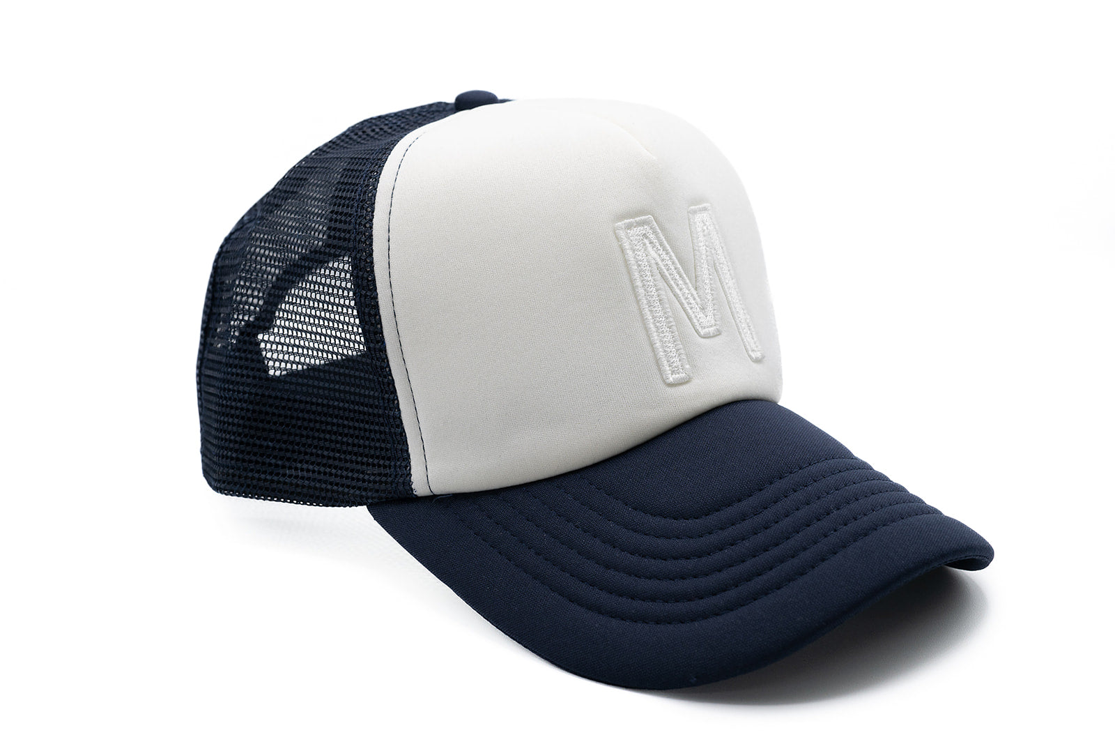 Navy & White Foam Letter Trucker Hat