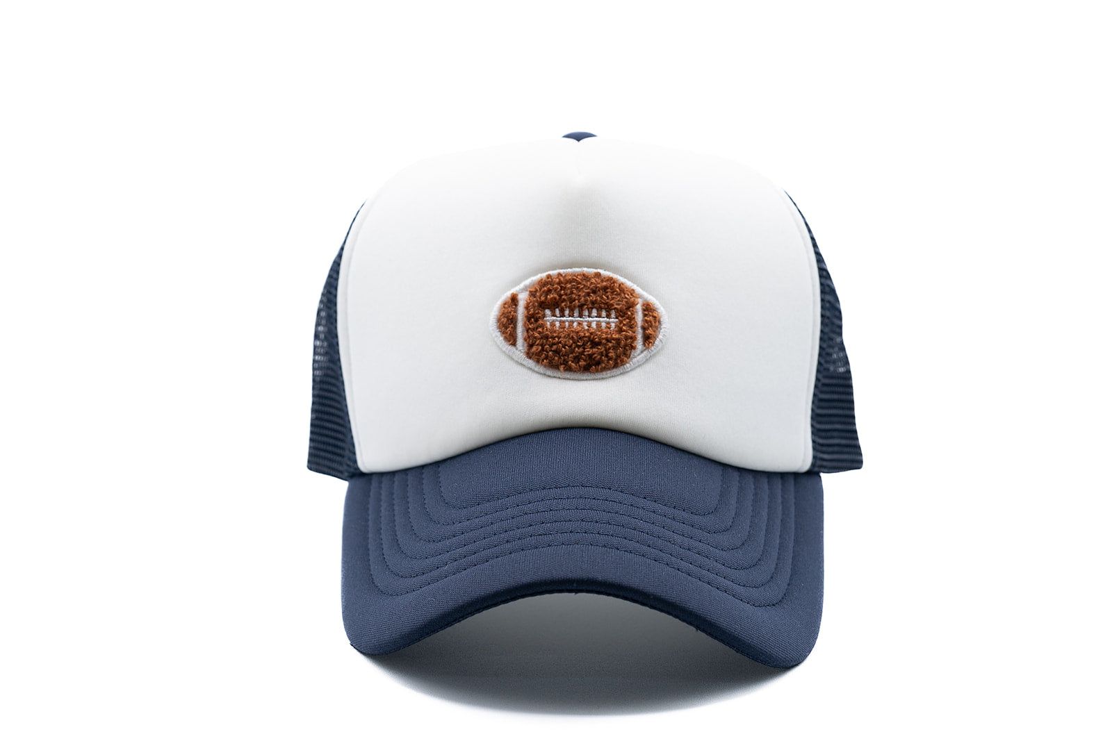 Navy & White Foam Trucker Terry Football Hat