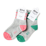 Heather Grey & Green Stripe Socks