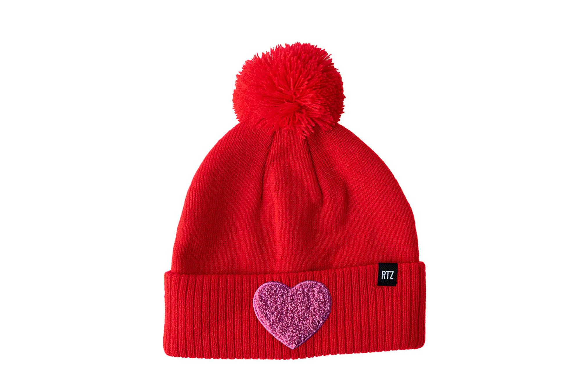 Terry Heart Patch Pom Pom Hat