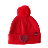 Terry Heart Patch Pom Pom Hat